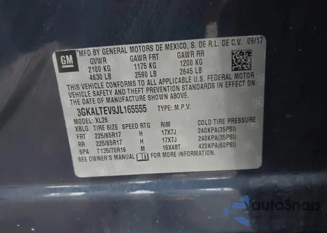 2018 GMC Terrain Sle из США, поврежденный, VIN 3GKALTEV9JL165555